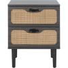 SAFAVIEH Home Collection Irelia Distressed Black 2-Drawer Nightstand(Distressed Black/Natural)