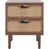 SAFAVIEH Home Collection Irelia Distressed Black 2-Drawer Nightstand(Walnut/Natural)