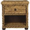 SAFAVIEH Home Collection Magi Tropical Natural Brown Rattan Solid Wood 1-Drawer Nightstand Table, Fully Assembled (SEA8001A)