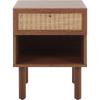SAFAVIEH Home Collection Silvanna Walnut/Natural Rattan 1-Drawer 1-Shelf Nightstand