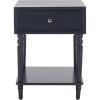 SAFAVIEH Home Collection Siobhan Vanilla Solid Wood 1-Drawer Nightstand Accent Table(Navy)