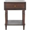 SAFAVIEH Home Collection Siobhan Vanilla Solid Wood 1-Drawer Nightstand Accent Table(Walnut)