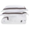 SAFAVIEH Home Hotel Collection Duvet Cover Set – 300TC 100% Cotton Percale, 3-Piece, Border Design, Desert Beige & White, King – Includes 1 Duvet Cover & 2 Pillow Shams (DVT1000A-K)(Grey/White)