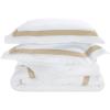 SAFAVIEH Home Hotel Collection Duvet Cover Set – 300TC 100% Cotton Percale, 3-Piece, Border Design, Desert Beige & White, King – Includes 1 Duvet Cover & 2 Pillow Shams (DVT1000A-K)(Desert Beige/White)