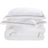 SAFAVIEH Home Hotel Collection Duvet Cover Set – 300TC 100% Cotton Percale, 3-Piece, Golden Taupe & White, Full/Queen – Includes 1 Duvet Cover & 2 Pillow Shams (DVT1001A-Q)(Golden Taupe/White)