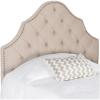 Safavieh Arebelle Taupe Linen Upholstered Tufted Headboard – Silver Nailhead (Queen)(Taupe)