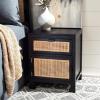 Safavieh Home Collection Dave Black and Natural Rattan 1-Drawer 1-Door Nightstand(Black / Natural)