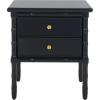 Safavieh Home Collection Mina Modern Coastal 2 Drawer 25″ Bamboo Nightstand, White(Navy/Gold)