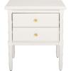 Safavieh Home Collection Mina Modern Coastal 2 Drawer 25″ Bamboo Nightstand, White(White/Gold)