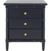 Safavieh Home Collection Mina Modern Coastal 3 Drawer 25″ Bamboo Nightstand, Navy(Navy/Gold)
