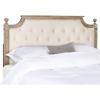 Safavieh Home Collection Tufted Velvet Rustic Oak and Beige Headboard (Queen)(Beige / Rustic Oak)