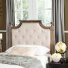 Safavieh Home Collection Tufted Velvet Rustic Oak and Beige Headboard (Queen)(Beige)