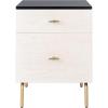 Safavieh Home Genevieve Modern Walnut and White Mahogany 2-drawer Nightstand(Black / White Washed)