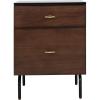 Safavieh Home Genevieve Modern Walnut and White Mahogany 2-drawer Nightstand(Walnut / Black)