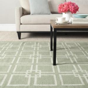 Martha Stewart x SAFAVIEH Area Rug Collection – 5′ x 8′, Geyser Blue, Handmade Wool & Silk, Ideal for Living Room, Bedroom, Office, Dining Space (MSR1151B)(Fennel Seed Green)