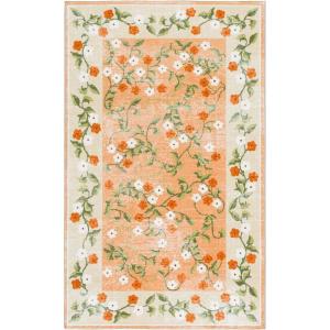 Martha Stewart x SAFAVIEH Machine Washable Area Rug Collection – 5′ x 8′, Rust & Gold, Slip Resistant & Easy Cleaning, Ideal for Ideal for Living Room, Bedroom, Dining Space (MSRW195Q)(Rust/Gold)