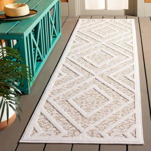 Martha Stewart x SAFAVIEH Outdoor Area Rug Collection – 5’3″ x 7’6″, Beige & Brown, Weather Resistant & Washable, Ideal for Patio, Backyard, Mudroom, Deck, Dining Space (MSRO218B)(Light Beige/Brown)