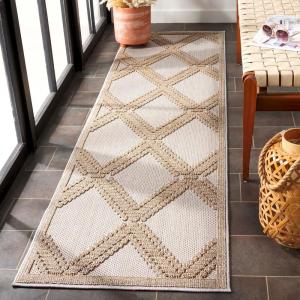 Martha Stewart x SAFAVIEH Outdoor Area Rug Collection – 9′ x 12′, Beige & Brown, Weather Resistant & Washable, Ideal for Patio, Backyard, Mudroom, Deck, Dining Space (MSRO226B)(Beige/Brown)
