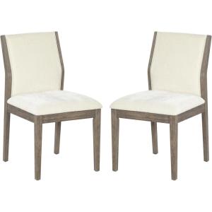 SAFAVIEH Couture Collection – Doriella Walnut Wood Dining Chair Set of 2, Modern Upholstered Dining Side Chairs with Padded Seat & Curved Back (SFV4276A-SET2)(Walnut/Beige)