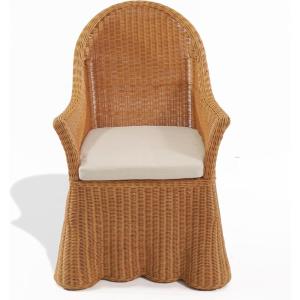 SAFAVIEH Couture Collection – Hylda Natural Rattan Dining Chair, Fully Assembled Woven Side Chair with Removable Cotton Cushion for Dining Room or Kitchen (CWK3033A)(Natural/White)