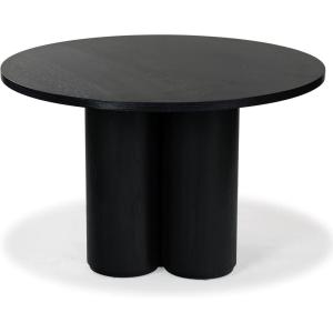 SAFAVIEH Couture Collection – Kathalina Black Round Dining Table, Modern Cylindrical Pedestal Base (SFV7242B)(Black)