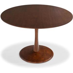 SAFAVIEH Couture Collection – Lisette Walnut Brown Round Pedestal Dining Table, Modern Wood Design (SFV4231A)(Walnut)