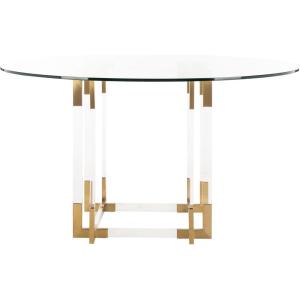 SAFAVIEH Couture Collection – Reiner Round Acrylic Dining Table, Gold Metal Base, Modern Clear Design (DUP1006A-54)(Gold/Clear)