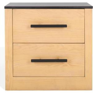 SAFAVIEH Couture Collection Abbianna Natural/Black Marble Top 2-Drawer Accent Table Nightstand (Fully Assembled)