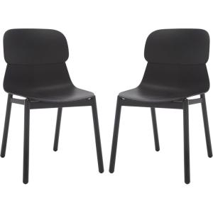 SAFAVIEH Couture Collection Abbie Retro Black Molded Plastic Dining Chair Set of 2(Black)