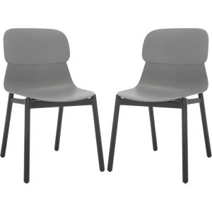 SAFAVIEH Couture Collection Abbie Retro Black Molded Plastic Dining Chair Set of 2(Grey/Black)