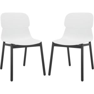 SAFAVIEH Couture Collection Abbie Retro Black Molded Plastic Dining Chair Set of 2(White/Black)