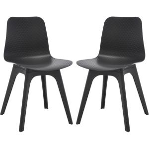 SAFAVIEH Couture Collection Damiano Retro White Molded Plastic Dining Chair Set of 2(Black)