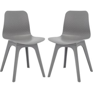 SAFAVIEH Couture Collection Damiano Retro White Molded Plastic Dining Chair Set of 2(Grey)