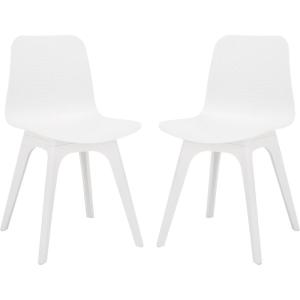 SAFAVIEH Couture Collection Damiano Retro White Molded Plastic Dining Chair Set of 2(White)