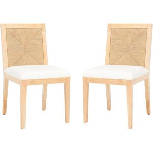 SAFAVIEH Couture Collection Emilio Walnut/Natural Solid Wood Woven Dining Chair Set of 2 (Fully Assembled)(Natural)