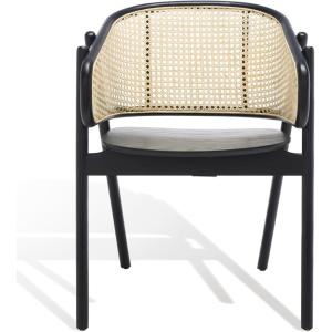 SAFAVIEH Couture Collection Emmy Tropical Coastal Natural Rattan Back Dining Chair(Black/Natural)