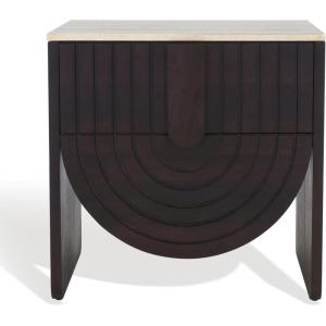 SAFAVIEH Couture Collection Floris Travertine/Black Solid Wood 1-Drawer Accent Table Nightstand