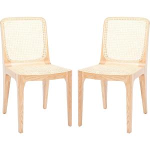 SAFAVIEH Couture Collection Frank Tropical Coastal Black/Natural Rattan Dining Chair Set of 2(Natural)