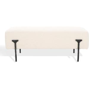 SAFAVIEH Couture Collection Jessa Glam Ivory Boucle & Black Bench(Ivory/Black)