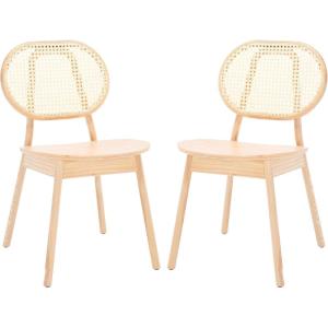 SAFAVIEH Couture Collection Kristianna Tropical Coastal Black/Natural Rattan Round Back Chair Set of 2(Natural)