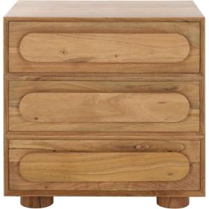 SAFAVIEH Couture Collection Lesliette Natural Brown 3-Drawer Solid Wood Nightstand (Fully Assembled)