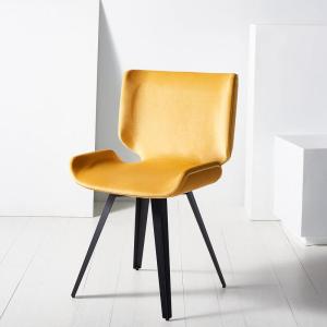 SAFAVIEH Couture Collection Matty Mid-Century Modern Scandinavian Mustard Velvet Dining Chair(Mustard)