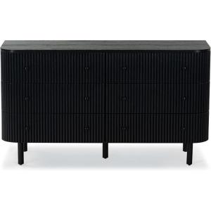 SAFAVIEH Couture Collection Shelbie Black 6-Drawer Reeded Dresser(Black/Black)