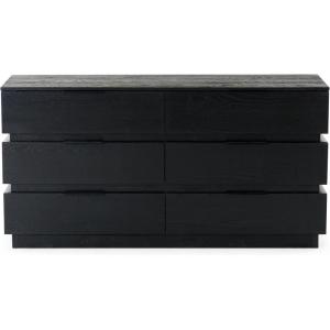 SAFAVIEH Couture Collection Titus Black 6-Drawer Stacked Dresser (Fully Assembled)(Black)