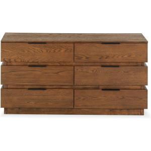SAFAVIEH Couture Collection Titus Black 6-Drawer Stacked Dresser (Fully Assembled)(Medium Oak)