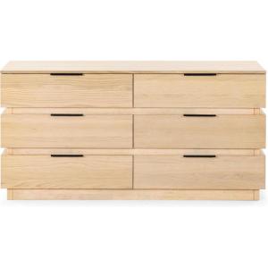 SAFAVIEH Couture Collection Titus Black 6-Drawer Stacked Dresser (Fully Assembled)(Oak)