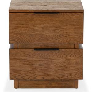 SAFAVIEH Couture Collection Titus Oak Brown 2-Drawer Stacked Nightstand (Fully Assembled)(Medium Oak)