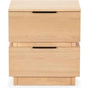 SAFAVIEH Couture Collection Titus Oak Brown 2-Drawer Stacked Nightstand (Fully Assembled)(Oak)