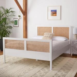 SAFAVIEH Couture Home Collection Kerensa Coastal White/Natural Cane Wood Full Bed(White/Natural)