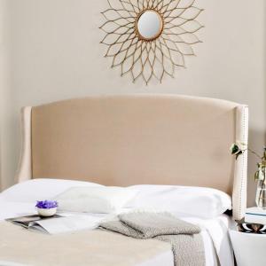 SAFAVIEH Headboard Collection Austin Headboard, Queen, Light Grey(Buckwheat)